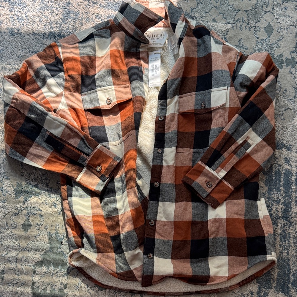 Natural Reflections Checkered Shirt - Orange, Black, White